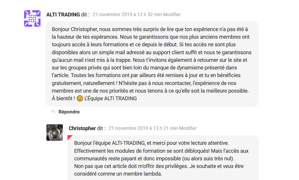 Réponses ALTI-TRADING
